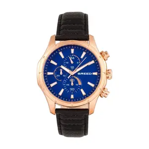 Breed Men's Lacroix Chronograph Black Leather Strap Watch