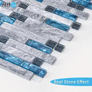 New 5 Sqft 5-Pack Art3d Premium Mesh Back Decorative Tiles - Easy to Clean, Waterproof, and Heat Resistant for Kitchen or Bathroom Backsplash - DIY Friendly, No Grout Neede Set Stickers