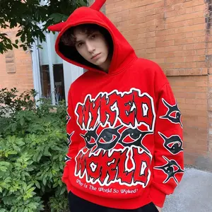 Men's Women's Baggy Horn Graphic Hoodie Unisex Harajuku Y2K Streetwear Pullover Fall Spring All Oversized Christmas Halloween Thanksgiving Day Menswear Sweatshirts Menswear Sweatshirts Tops Long Sleeve Long Sleeve Casual