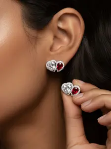 1Pair Sparkling Heart Teardrop Zircon Stud Earrings for Women Exquisite Trendy All-match Engagement Wedding Promise Earrings Ladies Fashion Jewelry for Party Daily Decor Accessories as Anniversary Birthday Valentine's Day Gift for  Her