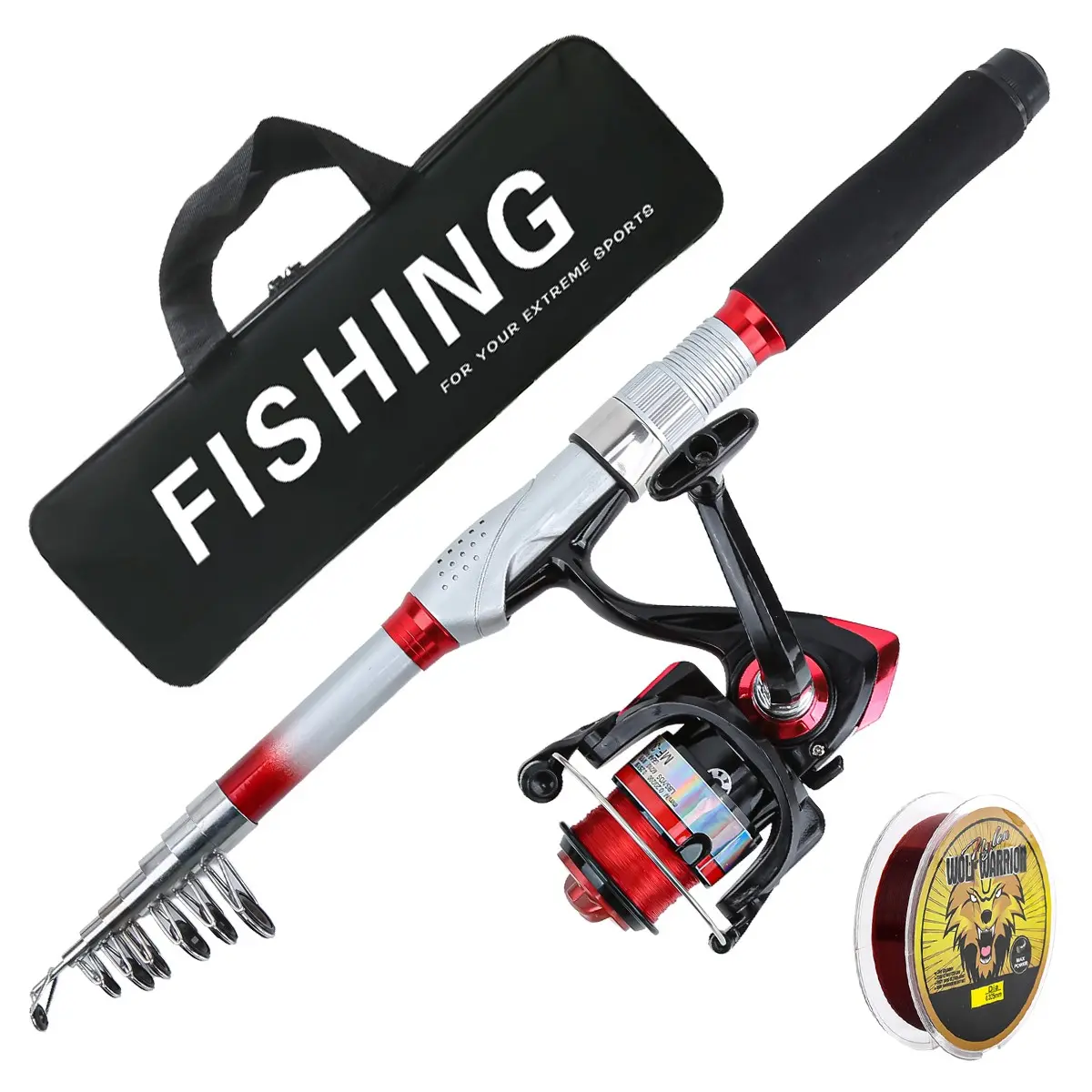 Portable Telescopic Fishing Rod and Reel Set, Quick-Adjust Fish Rod, Spinning Casting Rods, Pre-Lined Spincast Reel + Spare Line, Storage Bag, Beginner Outdoor Fishing Gear, Outdoor Fishing Equipment