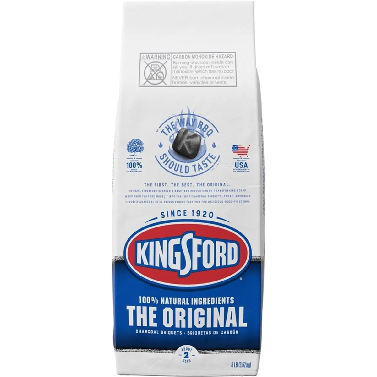 212 MAIN Kingsford 8024427 8lb Original Charcoal Briquettes, Briquette Form, for BBQ Grilling, Charcoal Briquette