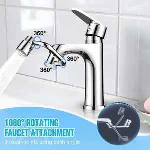 Faucet Extender, 1440 Degree Swivel Faucet Aerator, Large-Angle Rotating Splash Filter Faucet with 2 Water Outlet Modes, Bathroom Rotatable Multifunctional Extension Faucet for Washing Eye/Hair/Face