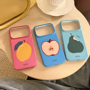 Fruit Illustration iPhone17pm Phone Case Apple 17 Apply Film 16Promax Scrub 15 Creative 13 Hard Tough Cat Shockproof Magnetic with Lens Protector