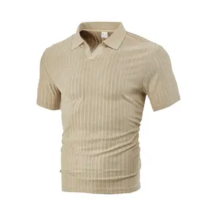 Men’s Breathable Towel Terry Stripe Polo Shirt, Short-Sleeve & Casual 3100 Plaid Drop Shoulder Button Down Heavyweight Cotton Crew T-Shirt oxford Boho Summer Knit graphic boy