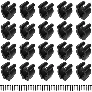 20 count Black Fishing Pole Rod Holder Clips, Billiard Snooker Cue Locating Clips, Plastic Holder Cue Storage Rack Clips for Fishing Rods Billiard Cues (Includes Screws)