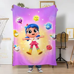 Fluffy Softness Rainbow Print Coral Fleece Throw Blanket, 310gsm, Warm for Sofa Bed, Bedroom Decor
