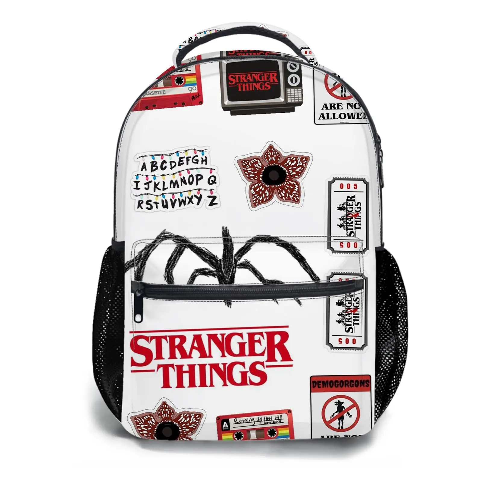 Men's and women's backpacksStudent Schoolbag Childrens Schoolbag High Quality Schoolbag Gift For Anime Stranger Things Retro Sticker Pattern Durable Fabric Print Design For Kids Teens School Daily Use 1 Piece