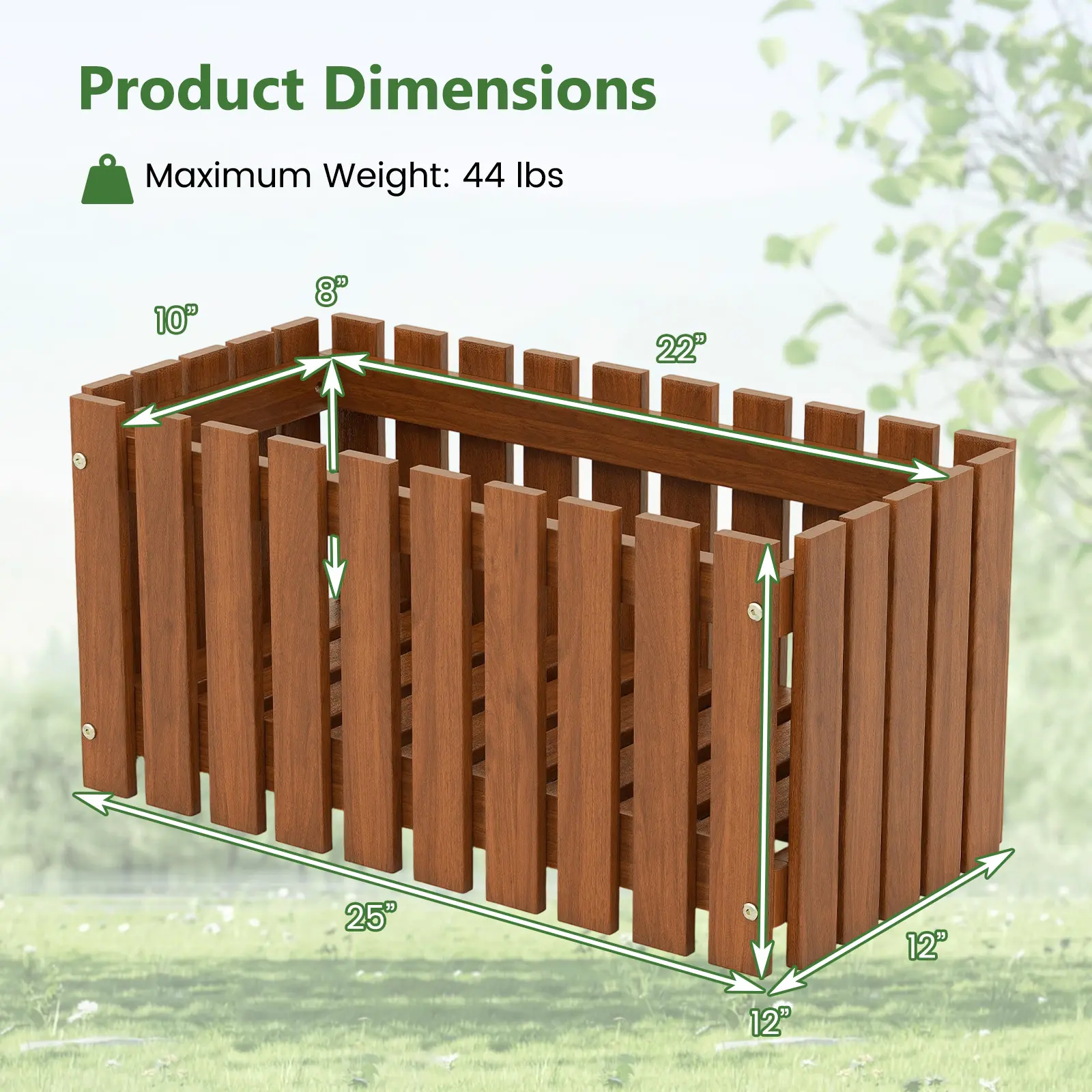 COSTWAY - Solid Wood Raised Garden Bed for Flower and Vegetable