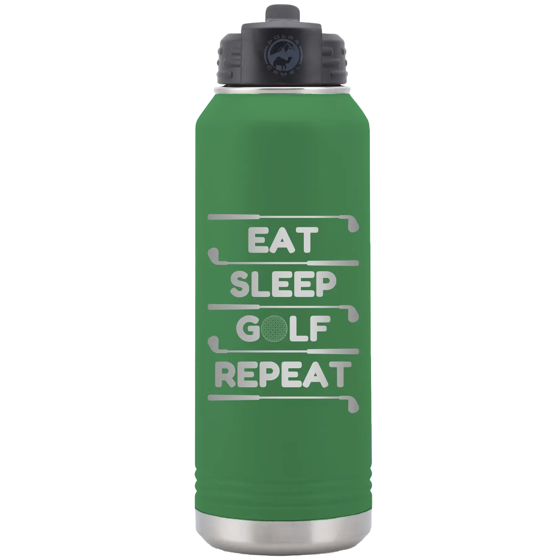 Personalized Eat Sleep Golf Repeat 32 oz Water Bottle - Green