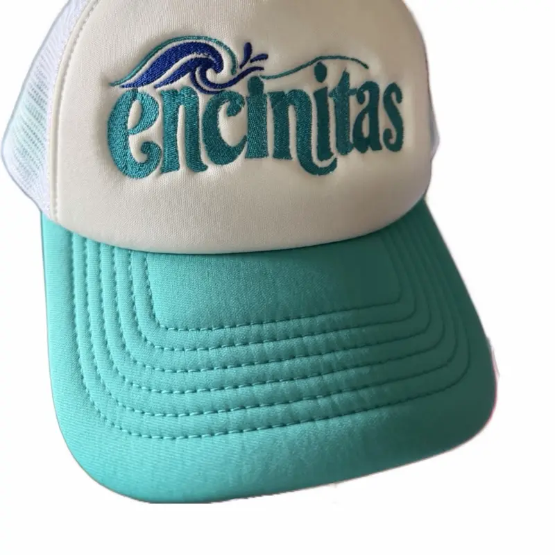 Encinitas embroidered Foam Premium hat with hidden pony holder