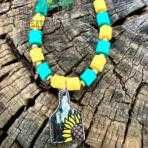 sunflower cow tag bracelet
