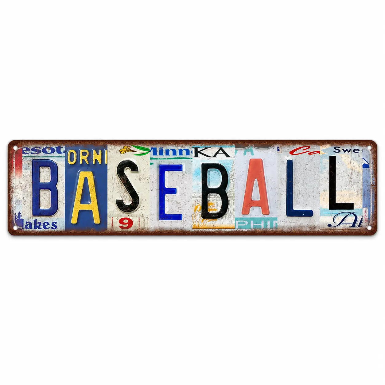 2D Flat Vintage Baseball Metal Street Sign, 16x4 Inch Retro Sports Tin Wall Decor for Man Cave, Home Bar, Garage & Baseball Fan Gift