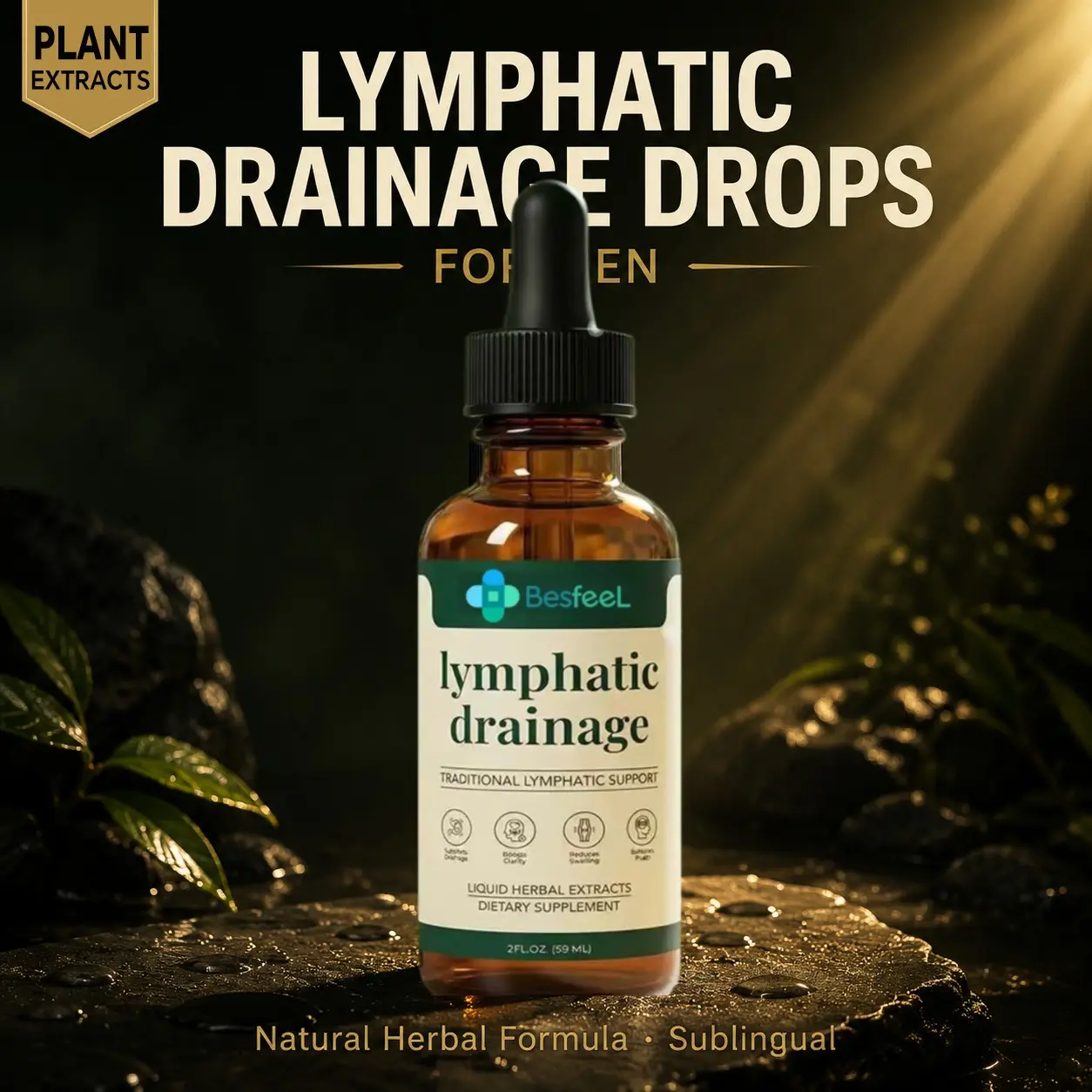 Besfeel Lymphatic Drainage Herbal Drops - Daily Supplement for Face, Body, and Energy Support