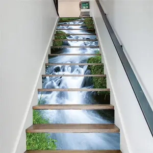 Waterfall Pattern Stair Sticker, Self-adhesive Waterproof Removable Wall Sticker, Decorative Sticker for Home Living Room Bedroom, Adhesive Stickers, Decoration Sticker