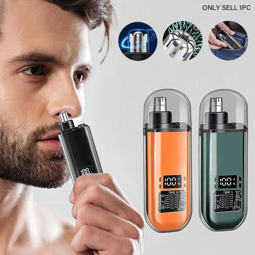Quick-Charge Electric Ear and Nose Hair Trimmer, Portable USB-Rechargeable Facial Grooming Tool, Mini Travel-Friendly Design, Great Gift for Men, Cordless Nose Trimmer