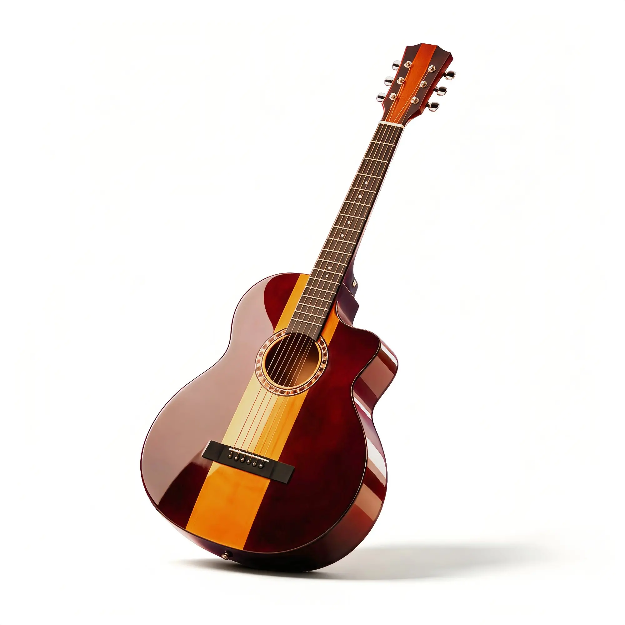 38 Inch Acoustic Guitar for Beginners, Brown Natural Wood Cutaway Folk Guitar, Gloss Finish 11-Piece Starter Kit for Adults, Beginner-Friendly First Guitar for Singing, Campfire, Friends, Travel & Gifting