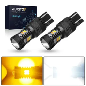 AUXITO White and Amber Dual Color Switchback  7443 7440 3157 3155 3457 4157 1157 2057 LED Bulbs with Projector 3030 Chipsets for Car Tail Brake Light Backup Reverse Turn Signal Lights (Pack of 2)