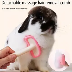 1pc Detachable Rabbit Massage Hair Removal Comb, Rabbit, Chinchilla, Guinea Pig, Marmot Hair Grooming Supplies, Two Colors Available