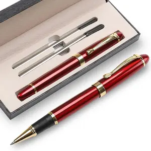 Luxury Ballpoint Pens Nice Ball Pen   for Men Professional Executive Office BallPens Classy  Box Ballpoint Black Refill Line width 0.5mm (Red)