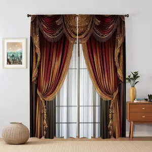 Luxury Style Curtain, Heavy Curtain, Window Curtain, 2 Counts/set Printed Curtain, Home Decoration for Kitchen, Living Room, Bedroom, Attic