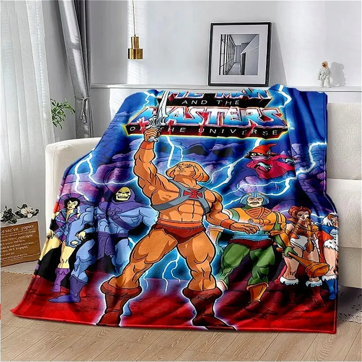 He-Man & Skeletor Masters of the Universe Group Art Flannel Blanket, Soft Plush Throw, Warm Throw Couch Nap Blanket, Popular Decorative Home Room Blanket, Giftable Blanket for Retro Cartoon