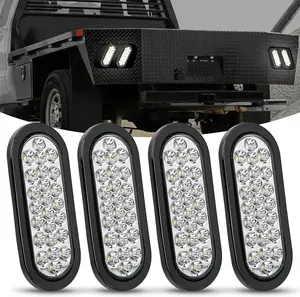 Nilight 6Inch Oval Trailer Tail Light 4PCS White 24LED Back Up Reverse Light w/Flush Mount Grommets Plugs IP67 Waterproof for 12V Truck ATV UTV Trailer Bus RV Camper