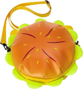 Hamburger Backpack, Cheeseburger Backpack with Adjustable Strap, Multi-Compartment Cheese Burger Backpack Daypack for Travel (Crossbody Bag)