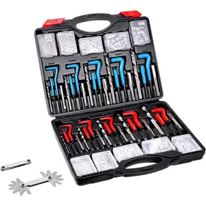 Thread Repair Kit-338-Piece SAE HSS Drill Inserts Taps & Tools M5,M6,M8,M10,M12,1/4",5/16",3/8",7/16",1/2" Rethreading Tool Kit Insertion Rethreading Tools Universal Rethread Restorer