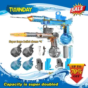 2Pcs Super Double Auto Electric Water Blaster with Powerful Soaking Action, Extended Range, Lighting Effects for Ultimate Summer Fun