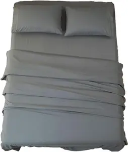 Luxury 1800 Thread Count Egyptian Microfiber Sheet Set – Ultra Soft, Cooling, Wrinkle-Free & Hypoallergenic Bedding with 16” Deep Pocket, 4 Piece Queen (Dark Grey)