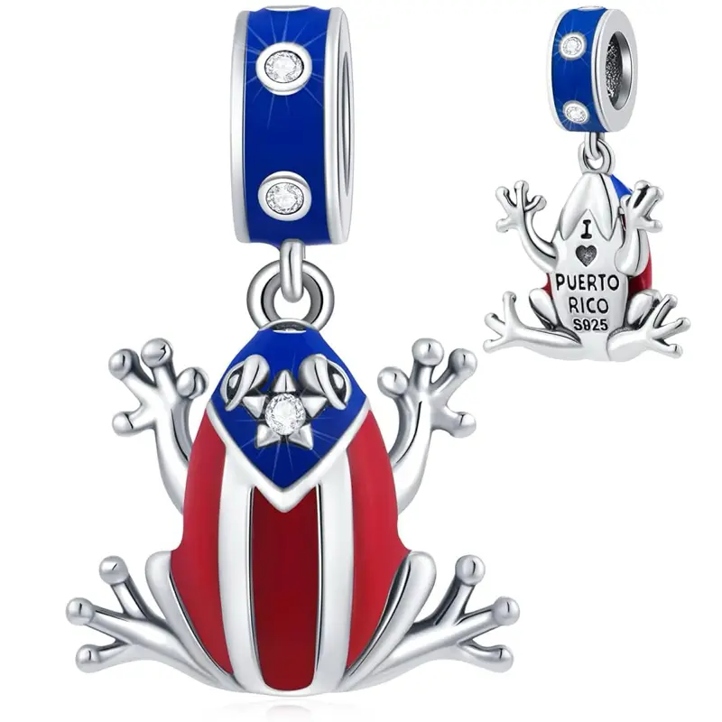 Coqui Charm - Real Silver, Real Stones. Puerto Rico Pride.