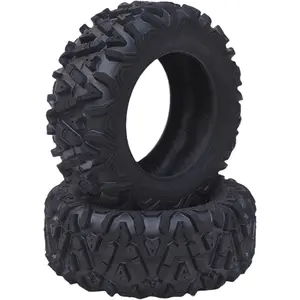 25x10-12 6PR ATV UTV Tires All Terrain TL Trail Sand Mud Off-Road Tires AT25x10-12 6-Ply PR Tubeless, Set of 2, Black