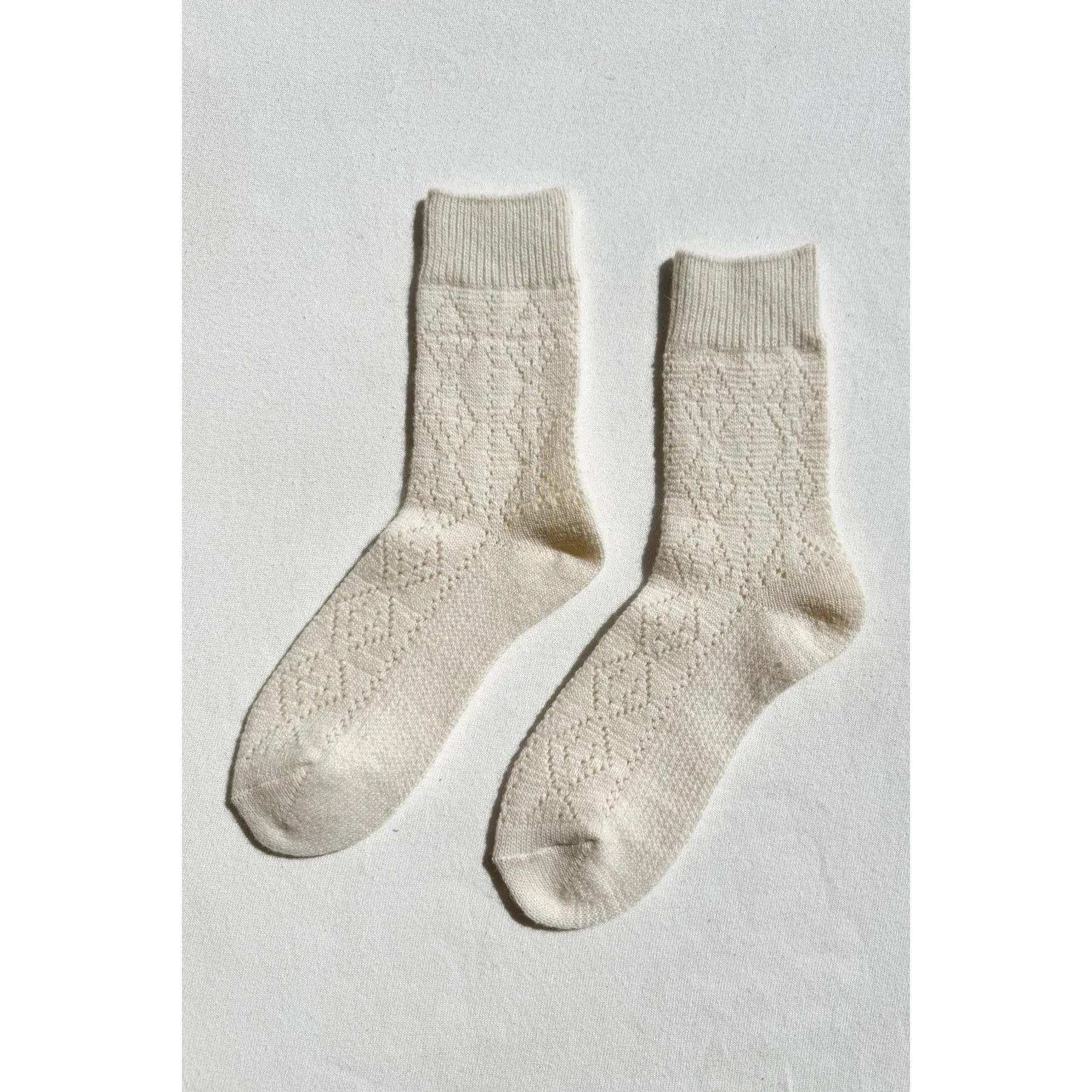 Cashmere Pointelle Socks in Cream