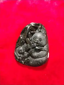 Certified Authentic Grade A Jade Black Omphacite Panda - (301.15ct)