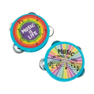 Mini Rainbow Tambourines - 12 Pc.