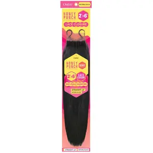 Outre Honey Punch 100% Unprocessed Remy Human Hair 2x6" Lace Closure - STRAIGHT 12/16"