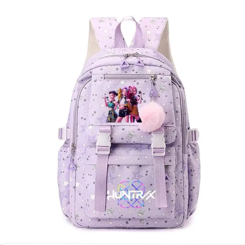 [Children's Day】 1 pc, solid color backpack,women's backpack, Kpop style, printed withwitch hunting group/celebrity pattern, zipperclosure, fashionable and versatile, casual andtrendy, suitable for school, sports, travel, andother occasions Pastel