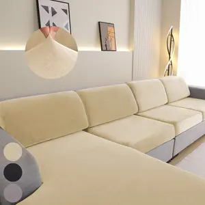 Pure Color Silver Fox Fur Sofa Seat Cover, Fits 1/2/3 Seater Extendable Sofas, Durable Home Decor Protector, Detachable L-Shaped Corner Chair Cover