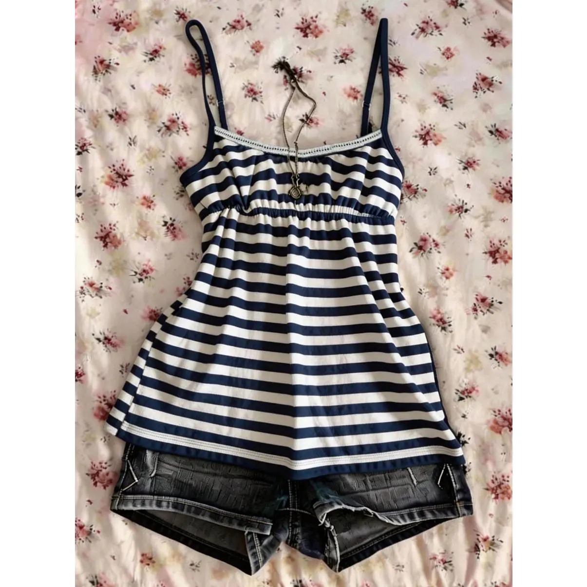 Summer/Autumn Casual Vintage Y2K Striped Women's Camisole Tank Top, Suitable For Casua Wear