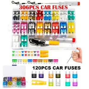 5A/35A Full Specification Car Blade Fuse Set Includes Fuse Box/Clips/Circuit Tester Universal Circuit Protection Combination Tool Suitable for Cars, Trucks, Motorcycles, Hybrid Cars Tool Kit Car Oscilloscope Multimeter