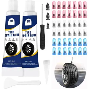 42 count Tire Repair Rubber Nails Screws Kit with 2 Tubes Black Tire Sealant Glue & , 3 Sizes Universal Screw-in Tire Repair Plugs, Puncture Fix Tools for    ATV RV Tractor