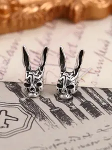 Vintage Skull Rabbit Earrings, Distressed Dark Punk Style, Streetwear Fashion, Daily Casual Wear, Unique Gift for Friends