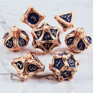 Wood-Grain Alloy Dice Set - Solid Metal Polyhedral for TRPG  A unique, durable set with a wooden look.Perfectly weighted for games like Dungeons & Dragons and Call of Cthulhu.