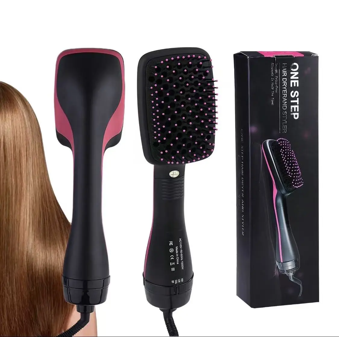 One Step Hair Dryer and Styler, 3 in 1 Hot Air Brush, Blow Dryer Brush for Straightening, Curling & Volumizing, Anti-Scald Ionic Hair Styling Brush for All Hair Types