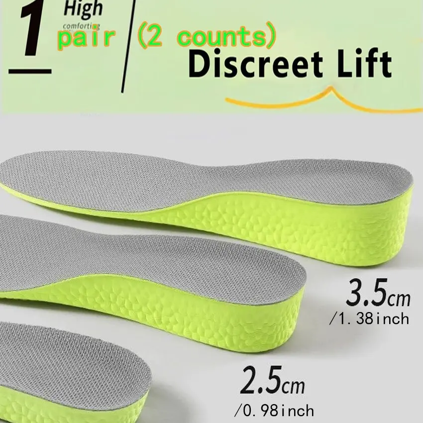1 pair Invisible Height Increasing Insoles, Height Increasing Pad, for Men and Women All-Season Soft Cushion Shock Absorption Sweat-Absorbing Breathable Performance Insoles Fit for Boots and Sports Shoes, Arch Support, Elevation Shoes