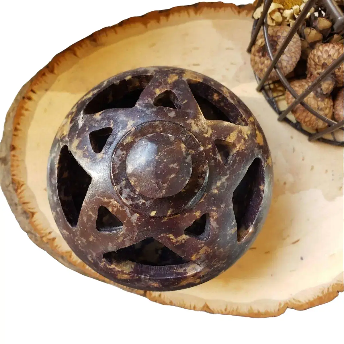 Pentacle Soapstone Multi Burner, Charcoal Burner, Incense holder