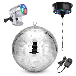 Yescom 16" Mirror Ball w/ 6RPM Rotating Motor & 3W RGB Aluminum Pinspot Stage Light