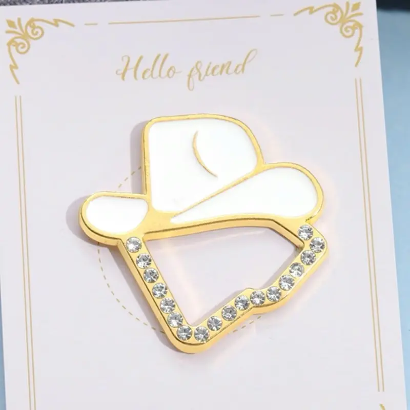 Pins for Hats - Gold Color with Heart Design and Sparkling Accents