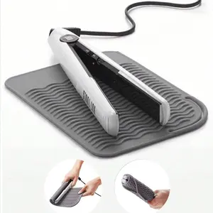 Hot Styling Tool Mat, Universal Size Heat-Resistant Silicone Pad for Hair Straighteners & Curlers, Protects Tools During Travel, Storage, Lightweight